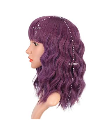 ENTRANCED STYLES Fuchsia & Purple Wavy Curly Bob Wig with Bangs - Heat Resistant Synthetic Party & Cosplay Wig for Women - Buy Online on GoSupps.com
