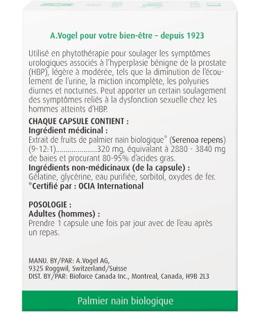 A.Vogel Organic Saw Palmetto Capsules for Prostate Health | Enlarged Prostate Symptoms Relief Frequent Urination Weak Urine Flow | Prostate Supplement for Men | 60Caps 60 count (Pack of 1) - Buy Online on GoSupps.com