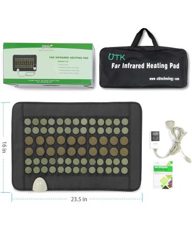 UTK Far Infrared Jade & Tourmaline Heating Pad - Small Pro (23.5X16) | Pain & Cramps Relief with Smart Controller, Auto Shut Off, Travel Bag - Buy Online on GoSupps.com