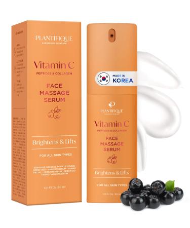 PLANTIFIQUE S rum Visage Vitamine C | Huile Massage Pur Relaxante | Serum Anti Tache Visage Collagene | Soin Homme et Cadeau Femme aux Acide Hyaluronique | Produit Cor en pour Gua Sha | 30 ml S rum Vitamine C
