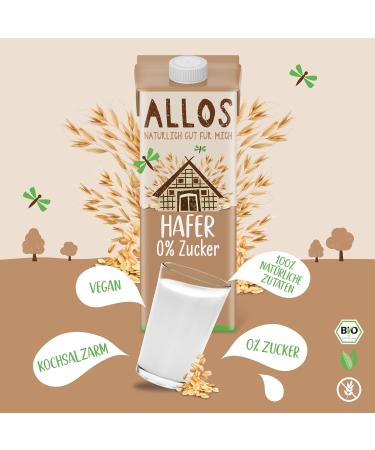 Allos Organic Unsweetened Oat Drink | Vegan Sugar-Free Plant-Based Milk Alternative | 1 Liter (Pack of 6) - Buy Online on GoSupps.com