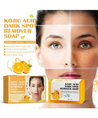 Kojic Acid Soap Kojic Acid Dark Spot Remover Soap Turmeric Kojic Acid Soap Handmade Soap for Dark Spots & Acne Scars Natural Orange Soap Bar for Face Body Wash 100g - Buy Online on GoSupps.com