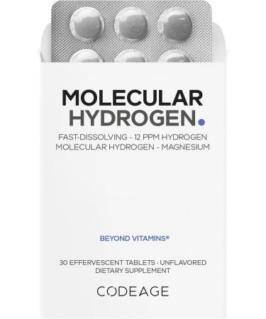 Codeage Molecular Hydrogen Supplement - Fast-Dissolving 12 PPM Hydrogen Water Tablets with Elemental Magnesium - Hydration Tablet Body Function - Unflavored Vegan Non-GMO Gluten-Free - 30 Tablets - Buy Online on GoSupps.com