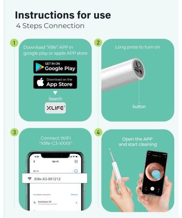 Xlife Ear Wax Removal 1080P HD Camera & Blackhead Remover Kit - Ear Cleaner for iPhone, iPad & Android - 3.5mm Ultra-Thin Lens - C3 White - Buy Online on GoSupps.com