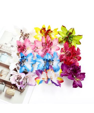 12 Pack Silk Orchid Flower Hair Clips - Tropical Beach Wedding Accessory for Women - Buy Online on GoSupps.com