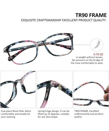 VisionGlobal Blue Light Blocking Glasses for Women - Anti Eyestrain, Computer Reading, TV Glasses - Stylish Square Frame, Anti Glare (+2.50 Magnification) - Nola Pink - Buy Online on GoSupps.com