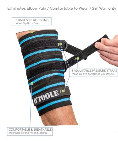 O Toole Adjustable Elbow Compression Sleeve for Bench Press | Elbow & Knee Brace for Bodybuilding Powerlifting & Weightlifting - Pain Relief (XXL Black - Buy Online on GoSupps.com