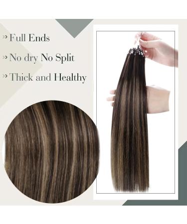 LAAVOO Micro Loop Hair Extensions - Brown Balayage Ombre Real Hair 50g #2/8/2 35cm for Easy International Shipping - Buy Online on GoSupps.com