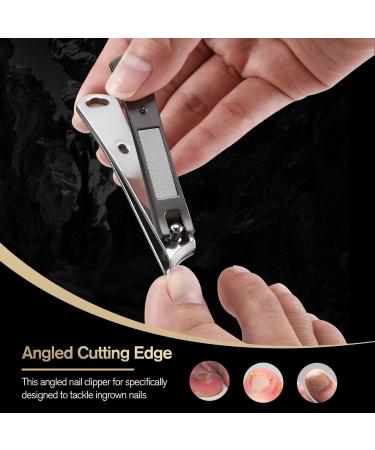 Fnyes Nail Clipper Set - Stainless Steel Slant Curved Blade Nail Clipper with Glass File & Catcher for Perfect Nails - Ingrown Toenail Clipper with Sleek Case - International Shipping Available - Buy Online on GoSupps.com