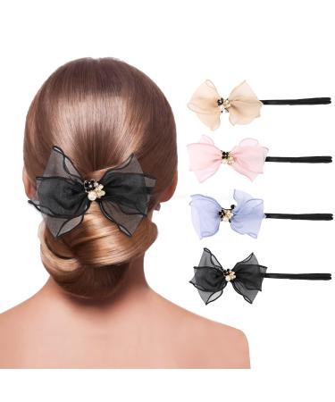 4 Pieces Bun Maker For Hair, Deft Bun Maker For Thick Hair, Hair Bun Maker, Hair Accessories For Girls ,Lazy Hair Curler Bun Maker 4PCS