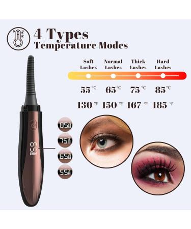 Buy Heated Eyelash Curlers - Electric Curling Tool with Comb 24-Hour Long Lasting USB-C Rechargeable 4 Heating Modes & LED Display - Perfect for Natural Curls - Buy Online on GoSupps.com