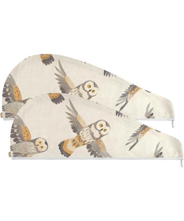 Flying Owl Hair Towel 2 Pack - Super Absorbent Quick Dry Hair Turbans for Women & Girls | Stylish & Efficient Hair Drying Solution - Buy Online on GoSupps.com