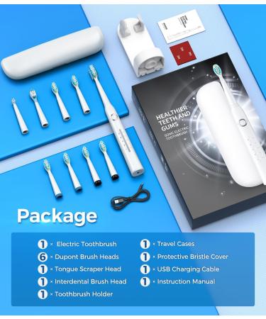 Electric Toothbrush for Adults - 40 000 VPM Deep Cleaning 5 Modes 8 Brush Heads & Travel Case - Optimal Oral Care - Buy Online on GoSupps.com