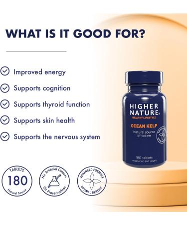 Higher Nature Ocean Kelp Tablets - Natural Iodine Source for Energy - 180 Vegan Friendly Tablets - Buy Online on GoSupps.com