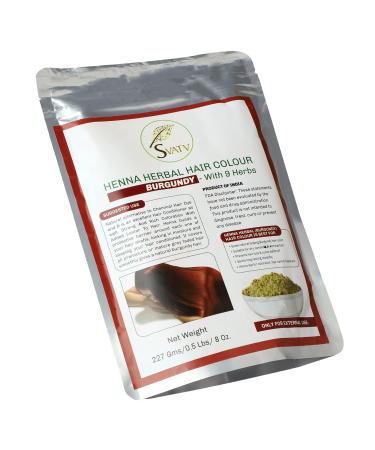 SVATV Burgundy Henna Hair Colour with Goodness of 9 Herbs | Burgundy Henna Mehndi for Hair Make Hair Soft & Shiner Natural Hair Color for Men & Women 227g 08oz - Buy Online on GoSupps.com