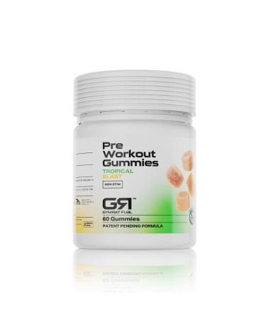 Gymrat Fuel Pre Workout Gummies Tropical Blast Long Lasting No Crash Vegan Energy & Focus Boost USA Made & GMP Certified with VasoDrive-AP and Vitamin B 12 for Men & Women (60 Count)