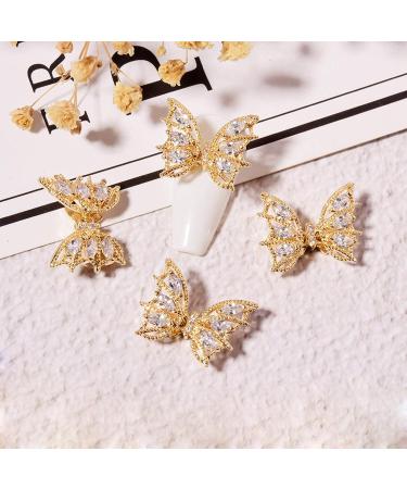 Tinsow 4 Pcs Butterfly Nail Art Diamonds - Gold Wedding Charms & Accessories - Buy Online on GoSupps.com