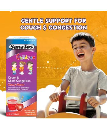 Children s Cough Syrup and Chest Congestion Support 4Fl Oz - Wellness Formula Dextromethorphan and Guaifenesin - Non Drowsy Alcohol Free Kids Mucus Relief and Cough Suppressant Cherry Childs 4 Fl Oz - Buy Online on GoSupps.com