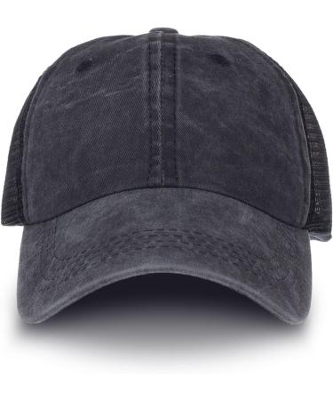 Ylovem Adjustable Baseball Caps for Men & Women | Breathable Fast-Dry Summer Sun Hat for Running | Black Ponytail Cap - Buy Online on GoSupps.com