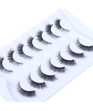Wleec Beauty Short False Eyelashes set - 7 Pairs of 12mm Wispy Fluffy 3D Faux Mink Lashes for Natural Cat Eye Look | Clear Band | CC95 - Buy Online on GoSupps.com