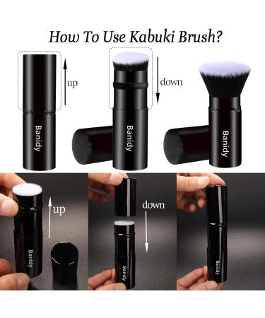 Makeup Brush Kabuki Face Brushes Retractable Travel Blush Brush Portable Flawless for Foundation Powder Blush Bronzer Buffing Liquid Cream Cruelty Free with Cover(Flat-Head) - Buy Online on GoSupps.com