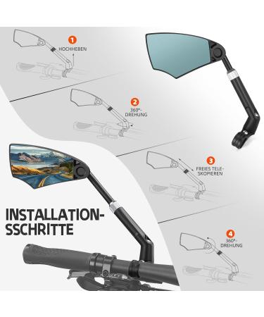 Buy Foldable Bicycle Mirror for E-Bike 360 Adjustable Retractable Handlebar Mount Glare Protection Fits 20-23mm | MTB Left Side - Buy Online on GoSupps.com