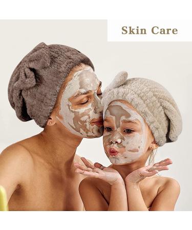 Shop Unaone Microfiber Hair Towel Set - Fast-Drying Hair Turbans for Thick & Long Hair | Soft Super Absorbent Wraps in Khaki & Brown - Buy Online on GoSupps.com