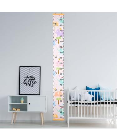 MHJY Kids Growth Chart - Wooden Ruler Height Measure Wall Chart 7.9'' x 79'' Canvas Hanging Decor for Baby Girls Boys - Nursery & Toddler Bedroom Decoration with Happy Elephant Design - Buy Online on GoSupps.com