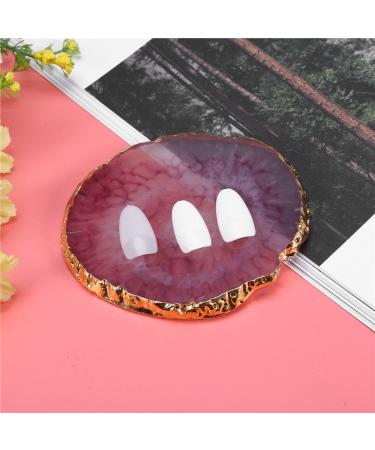 Jadpes Nail Art Plate - Resin Nail Art Palette with Natural Stone Pattern & Gold Rim - Red Nail Display Board for Creative Designs - Buy Online on GoSupps.com