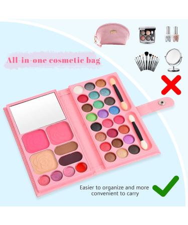 Kioiner 33 Colors Makeup Palette Set for Kids All in One Makeup Kit with 5 pcs Makeup Brushes for Girls with Eyeshadows Lipstick Blush Eyebrow Powder Shading Powder Small Makeup Brushes Mirror - Buy Online on GoSupps.com