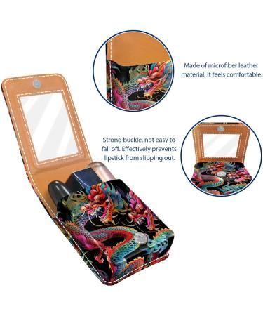Travel Lipstick Organizer Case | Portable Makeup Bag with Mirror | Vintage Chinese Dragon Design - R628a1gtac - Buy Online on GoSupps.com
