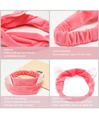 8PC Cat Ears Headbands - Elastic Hair Straps for Women | Spa Makeup & Face Washing | Washable Colored Cloth | One Size Fits All - Buy Online on GoSupps.com