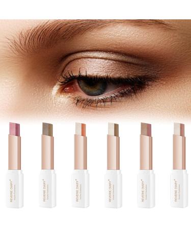 Teochew 6 Pcs Two-tone Eye Shadow Stick,Eyeshadow,Two-color Gradient Eye Shadow,Waterproof Eyeshadow Sticks,Quick Eye Makeup