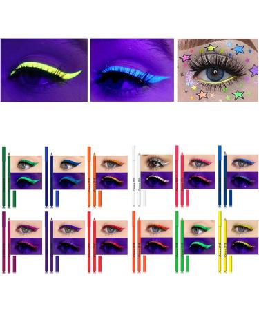 SOMGKINE 12 Pieces UV Eyeliner Set UV Glow Matte Eyeliner Colored Eyeliner Neon Matte Eyeliner Set Waterproof and Smudgeproof Durable for Daily Use and Halloween Christmas - Buy Online on GoSupps.com