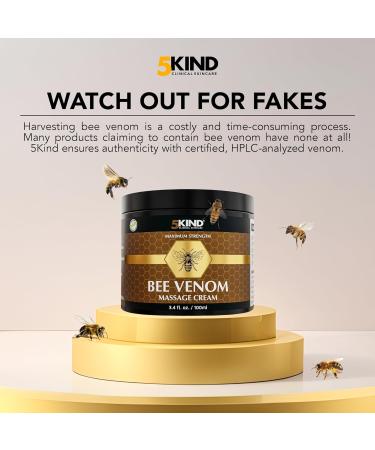 5kind Maximum Strength Bee Venom Cream - Naturally Massage Joints & Muscles Lower Back Knee Neck Shoulder Hip & Feet - Responsibly Sourced Premium Bee Venom Cream 3.4 Fl Oz - Buy Online on GoSupps.com
