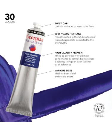 Daler-Rowney Georgian Water Mixable Oil Paint French Ultramarine 200ml Tube - Art Paints for Canvas Paper and More - Oil Painting Supplies for Artists and Students - Artist Oil Paint for Any Skill Set - Buy Online on GoSupps.com