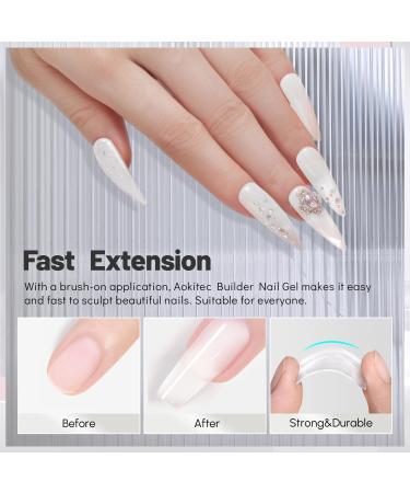 Aokitec 7-in-1 White Builder Nail Gel 15ML - Nail Strengthener, Extension & Rhinestone Gel - Soak Off UV LED Gel - Buy Online on GoSupps.com