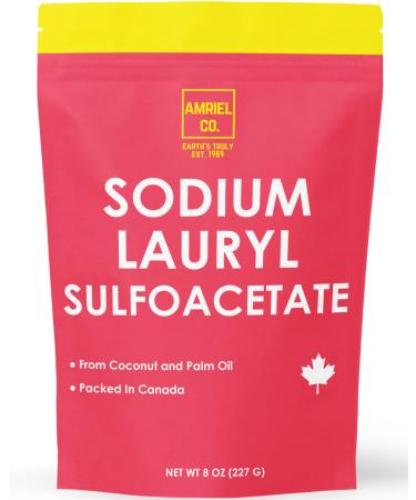 Sodium Lauryl Sulfoacetate (SLSA) (8oz)|100% Pure Cosmetic Grade| Packed in Canada| Mild Surfactant Gentle on Skin|| Long Lasting Foam and Bubble| Great For DIY Bath Bombs Shampoos Lotions and Other DIY Cosmetic Products| Amriel Co.