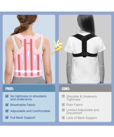 Fit Geno Back Brace Posture Corrector for Women - Adjustable Full Back Support & Pain Relief for Scoliosis Hunchback & Thoracic Issues - Small Pink - Buy Online on GoSupps.com