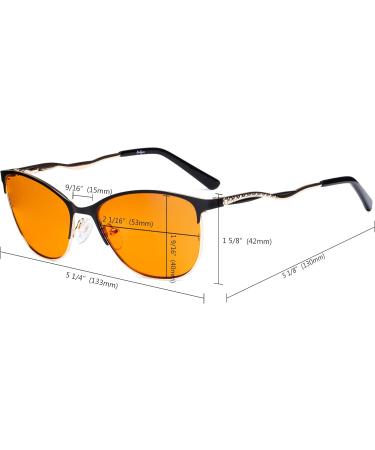 Eyekepper Ladies Blue Light Blocking Glasses - Orange Tinted Semi Rimless Cat Eye Eyewear for Sleep - UV420 Protection - Stylish and Comfortable Black Design - Buy Online on GoSupps.com