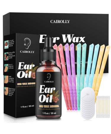 CAIROLLY Ear Wax Removal Kit Ear Candles Wax Removal Earwax Removal Tool Ear Cleaning Kit for Home Use Black