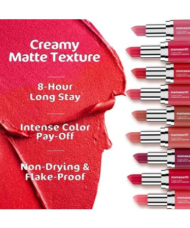 Mamaearth Creamy Matte Long Stay Lipstick - Rose Nude | 8-Hour Flakeproof Non-Drying Formula with Murumuru Butter & Vitamin E for Intense Color Payoff - International Shipping Available - Buy Online on GoSupps.com