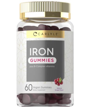 Carlyle Iron Gummies | Plus B-Complex Vitamins | 60 Vegan Gummies | Natural Grape Flavor | Non-GMO Gluten Free Supplement - Buy Online on GoSupps.com