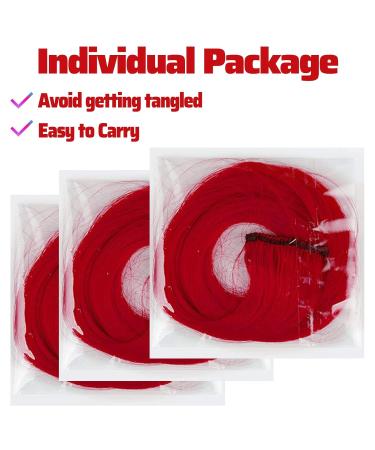 17 Inch Red Clip-In Curly Wavy Hair Extensions - 12 PCS Colorful Hair Accessories for Girls & Women | Perfect for Parties - Buy Online on GoSupps.com