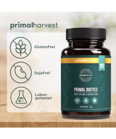 Primal Harvest Biotics - 30 Capsules with 15 Strains & 80 Billion KBE - Probiotic Supplement with Inulin & Living Cultures - International Shipping Available - Buy Online on GoSupps.com