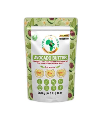 Authentic Raw Avocado Butter | Butter | For DIY Face Body Hands | Unrefined | 100% Pure| Organic from Africa | Resealable Bag | 230g 8.1 Ounce (Pack of 1)
