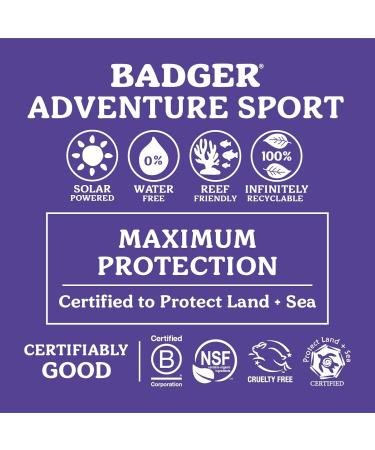 Badger Mineral Sunscreen SPF 50 Zinc Oxide Sunscreen with 98% Organic Ingredients Reef-Safe Broad-Spectrum Hypoallergenic Water Resistant Unscented Adventure Sport 2.9 fl oz 2.9 Fl Oz (Pack of 1) Tube - Buy Online on GoSupps.com