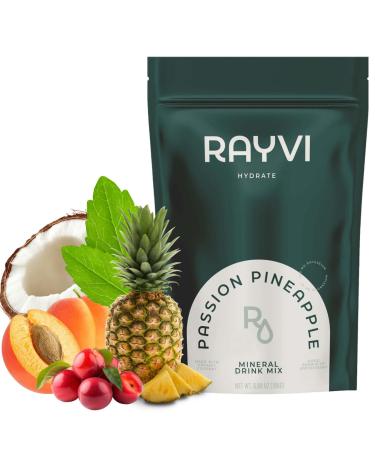 Rayvi Zero Sugar Electrolytes Powder + Minerals Hydration Powder | 1 Pack (30 Servings) Vegan Zero Sugar Electrolytes and Artificial Additives | Hydration Drink Supplement | Passion Pineapple Flavor