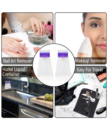 2 Pack Acetone Lockable Alcohol Pump Dispensers 180ml - Easy One-Touch Dispensing for Nail Polish, Makeup Remover, Toner - Empty Bottles - Buy Online on GoSupps.com