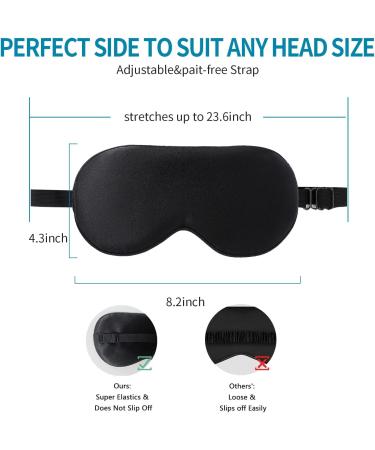 2-Pack Natural Silk Eye Mask Set with Adjustable Straps - Black and Champagne | SHJINJU Sleep Eye Mask Shade for Puffy Eyes - Buy Online on GoSupps.com